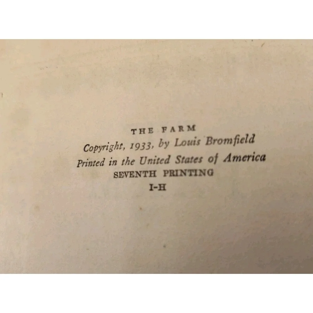 1933 Farm LOUIS BROMFIELD 1st Editn‎ POPULAR BOOK Hard SEE PICS